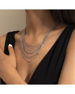 Simple Hip-Hop Metal Twist Chain Tassel Necklace Clavicle Chain
