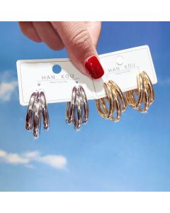 Metal circle earrings women