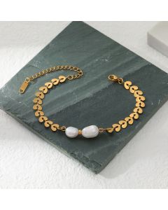 Natural Freshwater Pearl All-match Stainless Steel Electroplated Fashion Bracelet