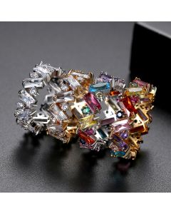 Zircon Rainbow Color Geometric Ring