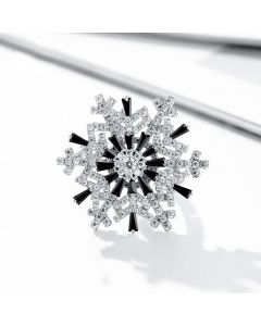 Rotating Double Layer Snowflake Ring Full Diamond Ring Mouth Female