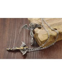 Rock Fashion Pterodactyl Golden Sword Men's Titanium Steel Necklace
