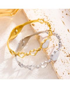 Women's Titanium Steel Diamond Lovely White Shell Bracelet