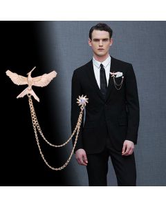 Men's Fringe Chain With Diamond Eagle Brooch