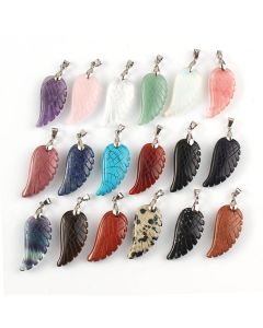 Natural Crystal Angel Wing Pendant