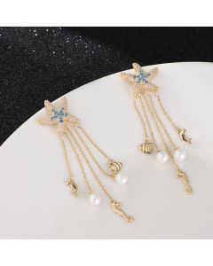 Starfish Tassel Earrings New Trendy Korean High-end Sense Wild Net Celebrity Explosion Style Cold Wind Temperament Earrings
