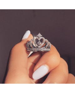 Fashion silver ring, creative jewelry, crown zircon ring female