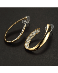 18K Electroplated Metal Droplet Zircon 925 Silver Needle Full Drill Earrings