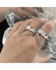 Chain Tassel Tinfoil Texture Wide Women's Ring