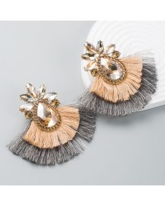 Boho Alloy Tassel Earrings With Colorful Rhinestones