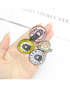 Cartoon Caring Cat Paw Dog Paw Badge