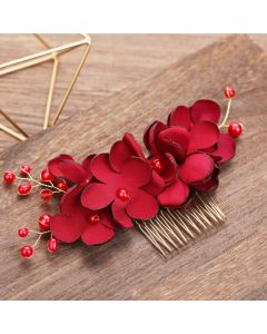 Flower cloth pearl hair comb