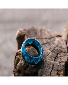 New Resin Wood Snowscape Starry Sky Aurora Personality Ring Fluorescent Secret Wood For Women Men Unusual Decoration Jewelry