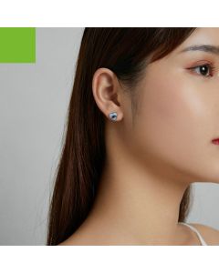 Blue Love Eyes S925 Silver Heart Earrings
