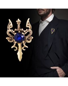 European And American Retro Double Dragon Sword Brooch