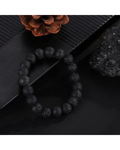 Black Lava Volcanic Rock Stretch Bracelet
