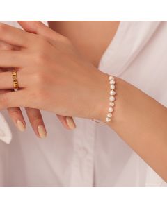 French Retro Natural Freshwater Pearl Bracelet Female Titanium Steel