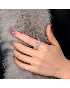  New 925 Silver High Carbon Diamond Stackable Ring Egg Shape 57 Simple Ring Female