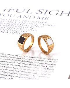 Titanium Steel 14k Black And White Shell Ring