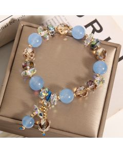 Original Handmade Aquamarine Crystal Bracelet For Women