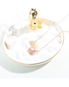 Fashion Titanium Steel Love Heart Diamond Roman Numeral Round Necklace Rose Gold Plated Clavicle Chain