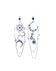 Zircon Female Earrings Earrings Eight-pointed Star Moon Long Tassel Earrings Earrings Earrings