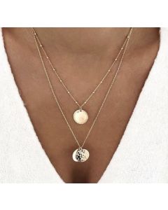 Irregular glossy disc multilayer necklace