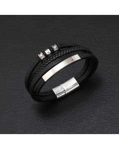 Iron Button Multilayer Leather Bracelet