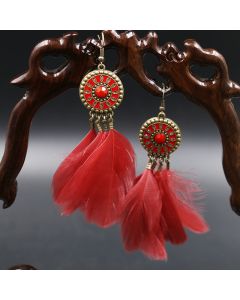 European and American bohemian beach temperament earrings drip sun flower feather tassel earrings