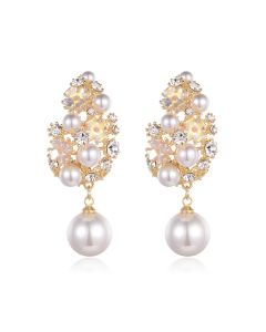 Micro-inlaid Pearl Hollow Flower Earrings
