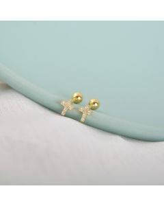 Mini Silver Cross Stud Earrings