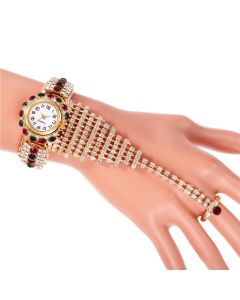 Trendy Ladies Full Diamond Claw Chain Ring Set Watch Fashion Ladies Watch