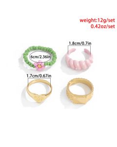 Ins SmallContrast Color Daisy Woven Ring