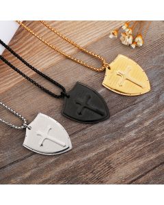 Creative Cross Triangle Shield Titanium Steel Necklace