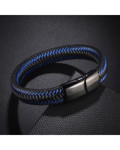 Cross-border Supply Men's Stainless Steel Leather Bracelet Simple
