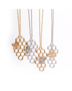 Honeycomb bee necklace pendant