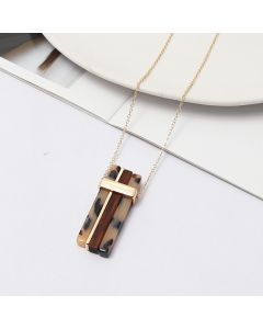European And American Style Jewelry Fashion Long Texture Alloy Wood Long Clause Personalized Simple Wood Necklace