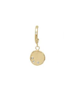 Copper Plating 14K Real Gold With Rhinestone Irregular Coin Pendant