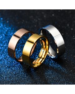 Men's European And American Style Flat Stainless Steel Plain Ring