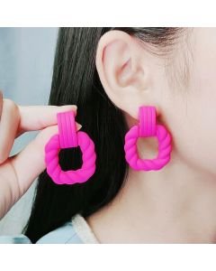 Square Semicircle Stitching Stud Earrings Acrylic Earrings