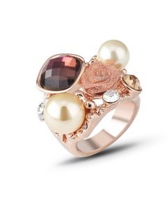 Personalized Fashion Rose Pearl And Diamond Ring