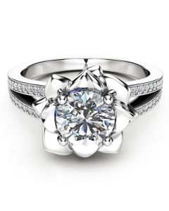 New copper micro inlaid zircon ring couple ring creative flower shape diamond ring jewelry factory direct