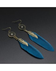 Single Feather Drop Earrings