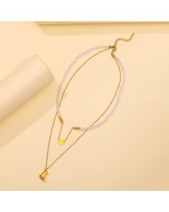 Heart-shaped Pearl Titanium Steel Clavicle Chain
