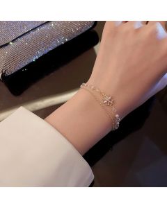Double Layer Flower Zircon Bracelet