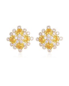 Simple Earrings With Diamonds And Zircon Flowers