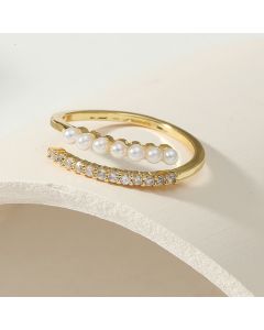 Geometric Zircon Inlaid Ring Gold Knotted Jewelry