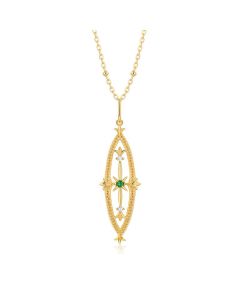 Natural Emerald Hollow Cross Pendant