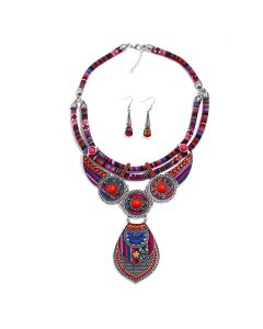 Ethnic Style Necklace Earrings Two piece Jewelry