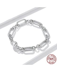 Paper Clip Love Sterling Silver S925 Bracelet Women